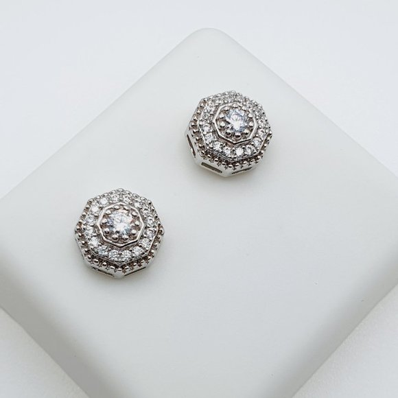 "925 Sterling Silver Plated CZ Earrings, EVBRS417 - Picture 7 of 10